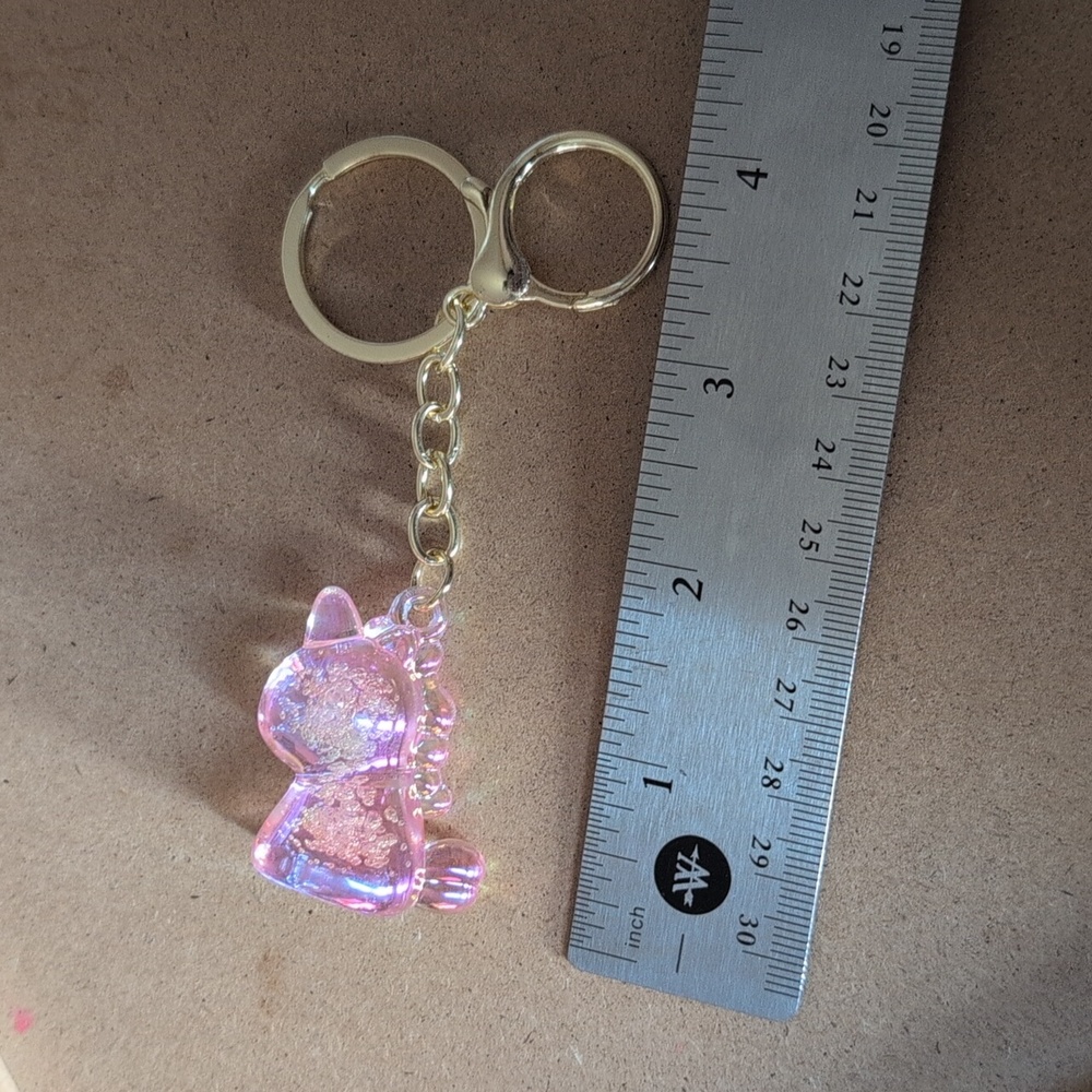 Charming Pink Glitter Unicorn Keychain - Picture 5 of 8